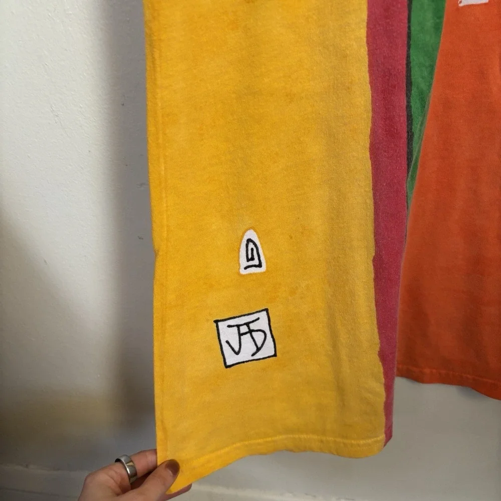 Women's 90s Art To Wear Dress Multicolor JB Hand Painted Dopamine Dressing L - Picture 4 of 7